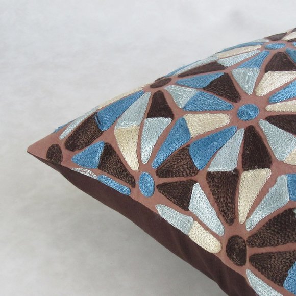 NWT! SET OF 2 EMBROIDERED PILLOW COVERS; 16" X 16" - Picture 3 of 3